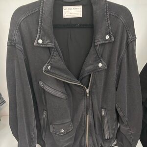 Free people REBEL REBEL KNIT MOTO JACKET IN BLACK